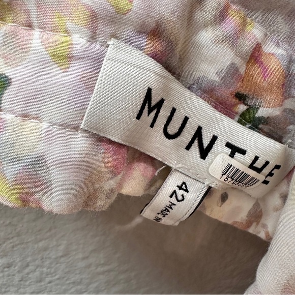 Munthe Womens Size S Pink Blouse Top Floral Ruffle Sleeve Open Back Spring - Picture 5 of 7